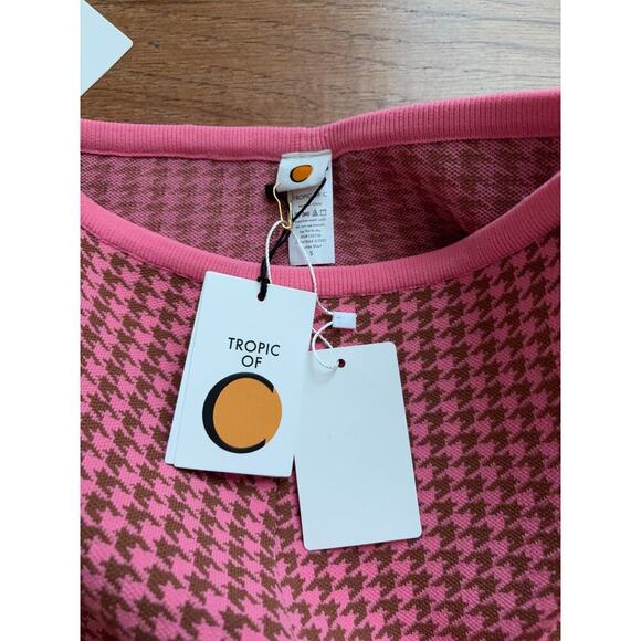 B30 Tropic of C Knit Houndstooth Set Womens Small Crop Top Biker Shorts Resort - Picture 6 of 7